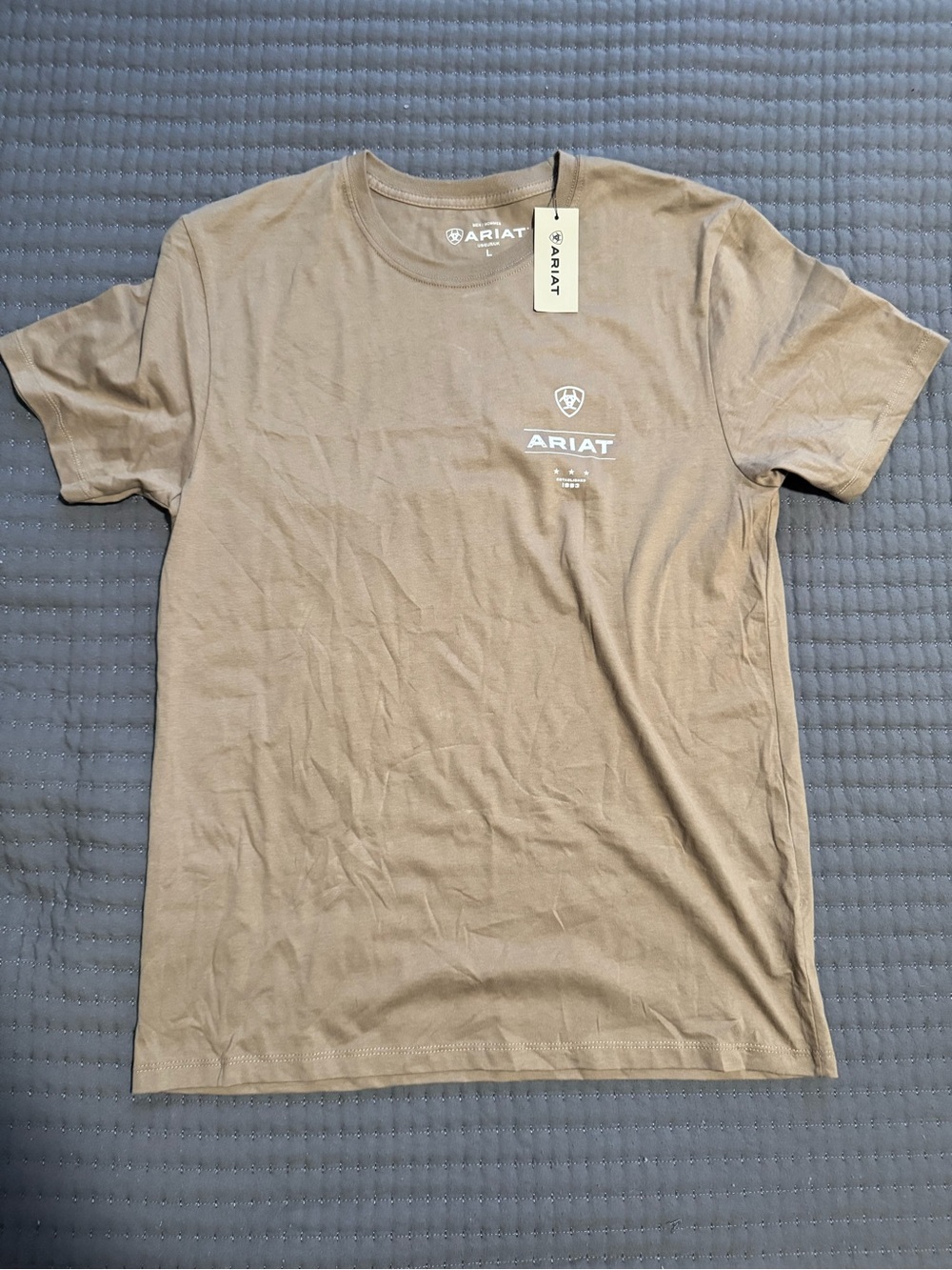 Ariat Men's Short Sleeve Tee in Taupe Brown with Chest Logo